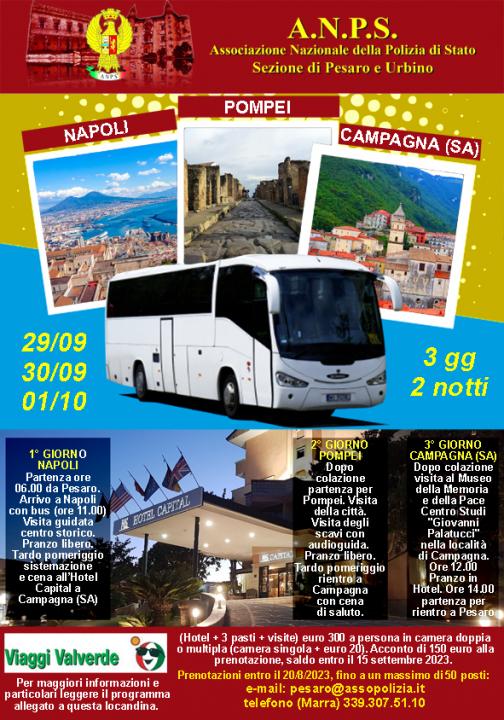 29/30/SETTEMBRE - 01/OTTOBRE - 2023 - GITA SOCIALE ANPS - NAPOLI - POMPEI - CAMPAGNA (SA) -