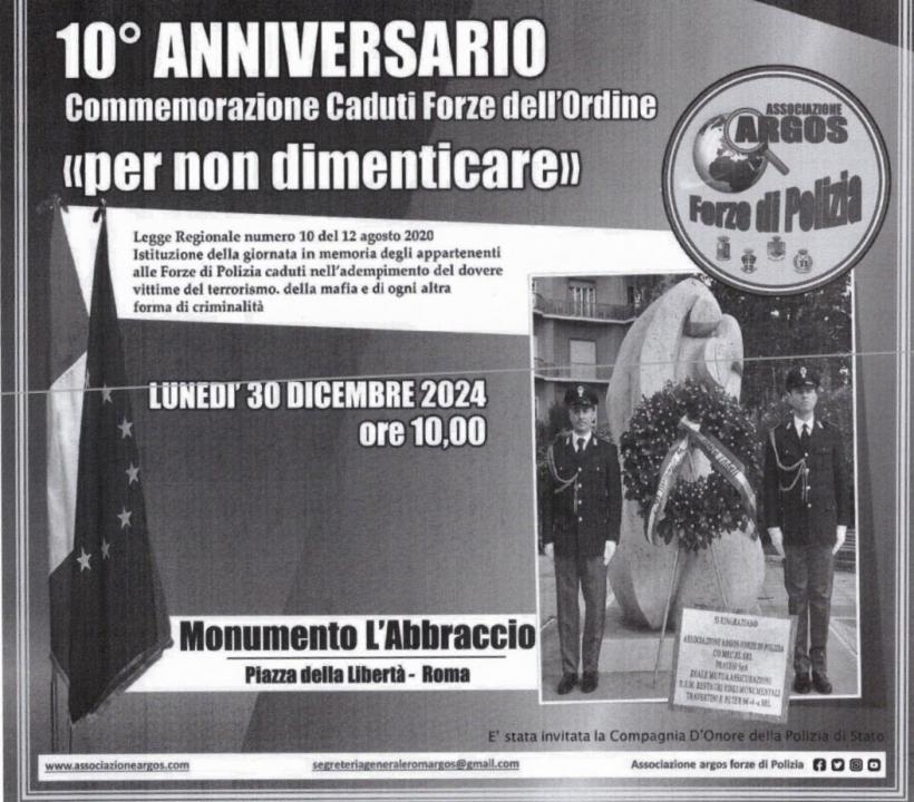 10° Anniversario Commemorazione Caduti Forze dell'Ordine.