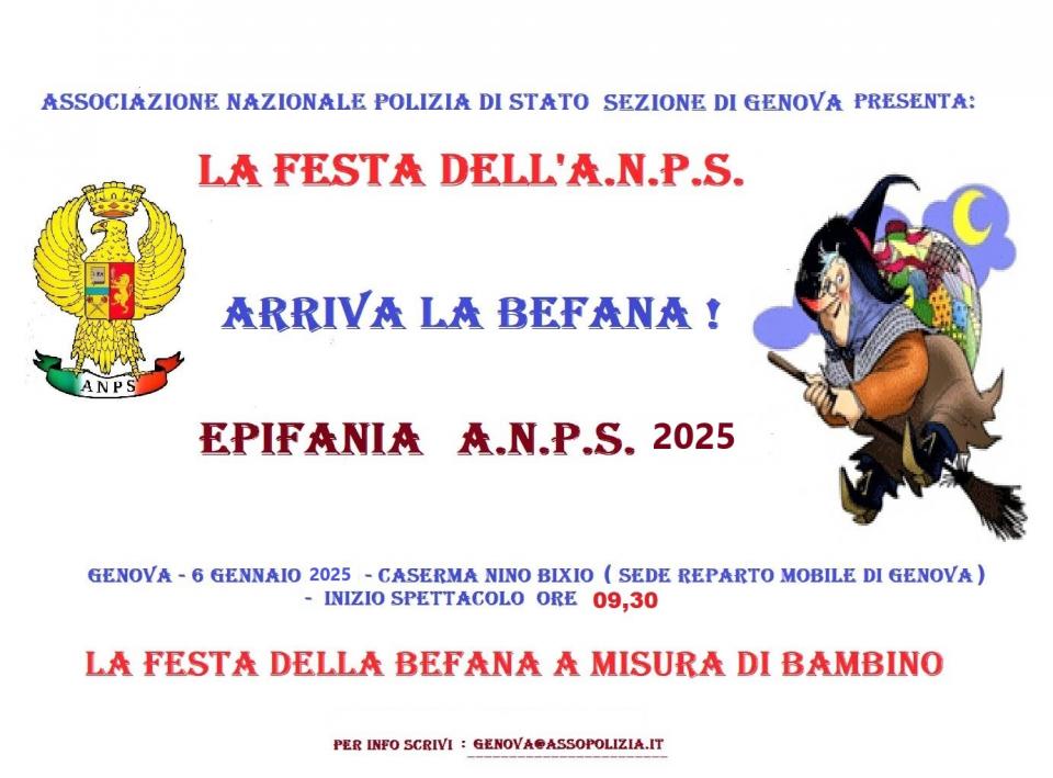 Festa della Befana organizzata dalla Sezione A.N.P.S. di Genova