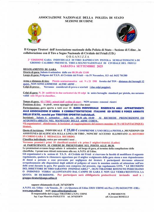 2ª Edizione della Gara individuale di Tiro rapido con pistola