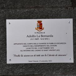 Cerimonia commemorativa per il 50° anniversario della morte dell'Appuntato di P.S. A.  La Bernarda